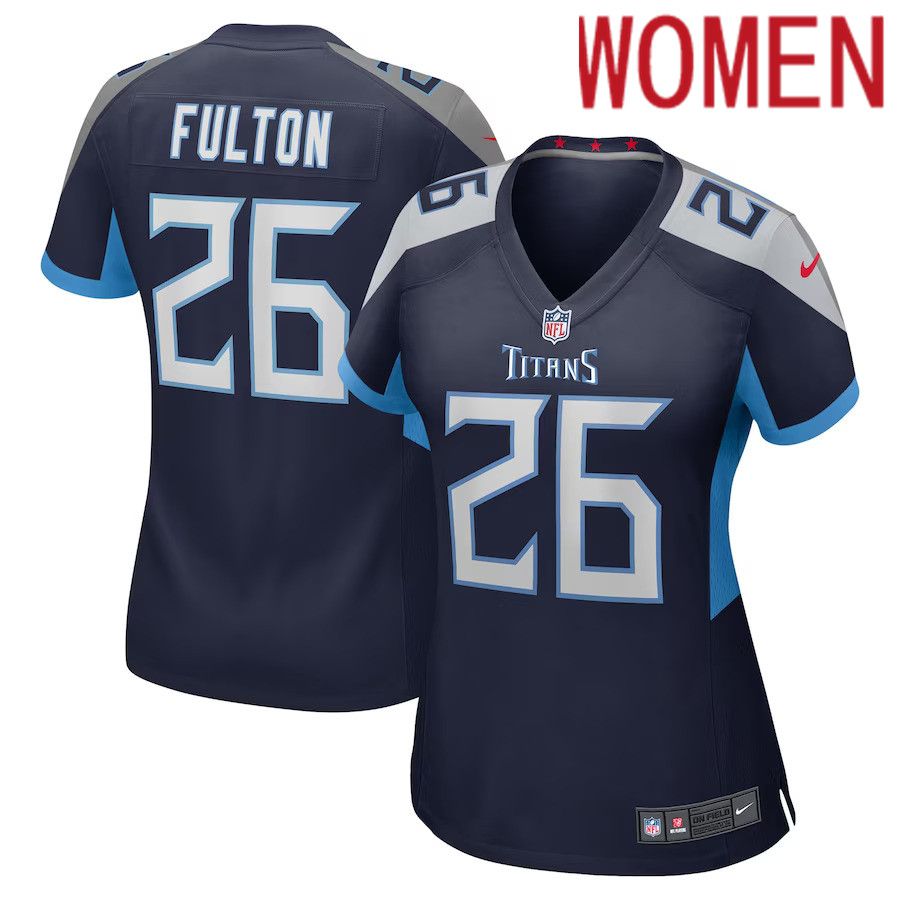 Women Tennessee Titans #26 Kristian Fulton Nike Navy Game NFL Jersey->women nfl jersey->Women Jersey